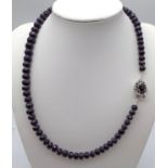 A 275ctw Graduated Blue Sapphire Rondelle Necklace with Sapphire and 925 Silver Clasp. 42cm. 55g