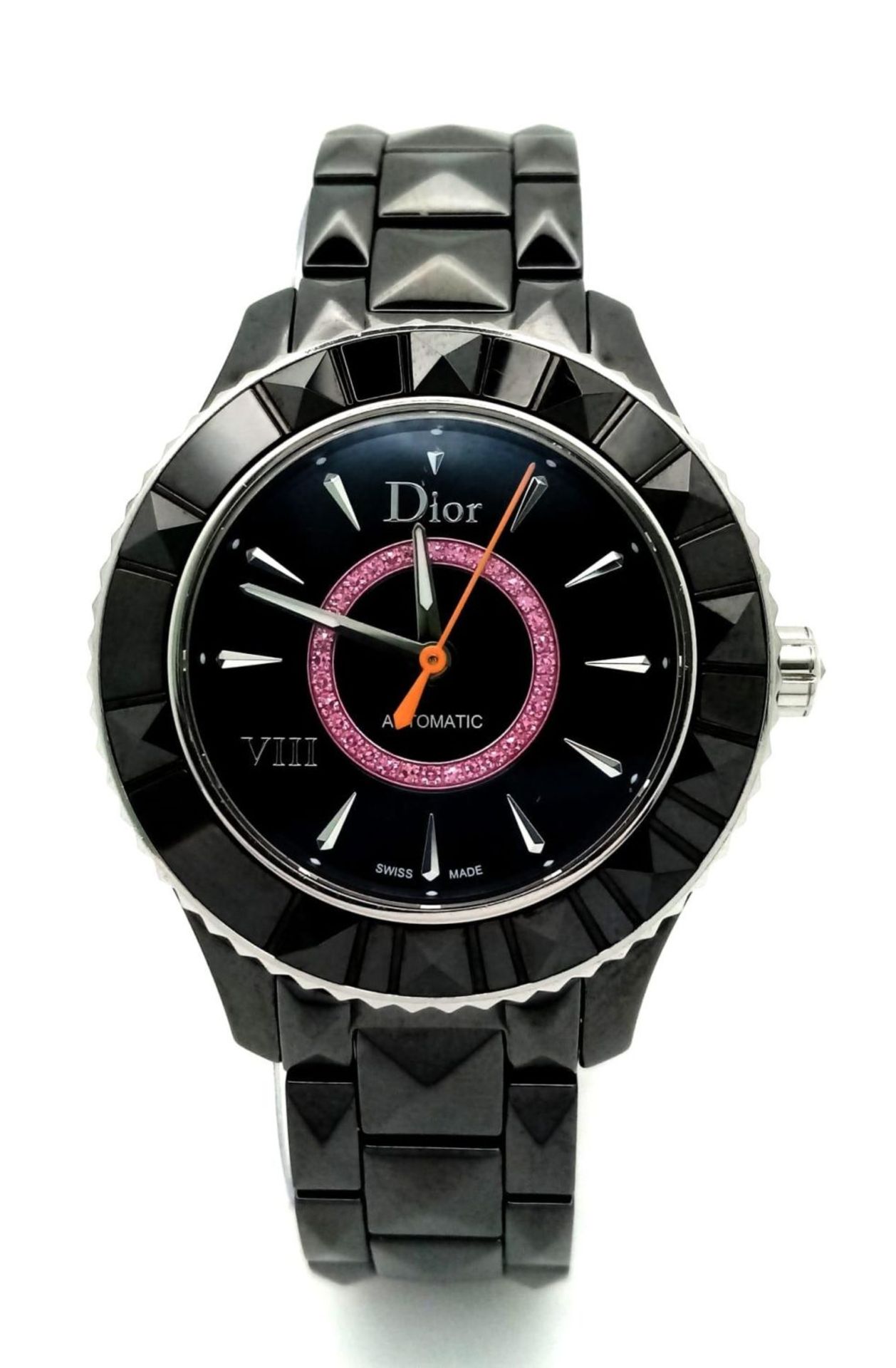 A Christian Dior VIII Automatic Ladies Watch. Black ceramic bracelet and case - 34mm. Black dial