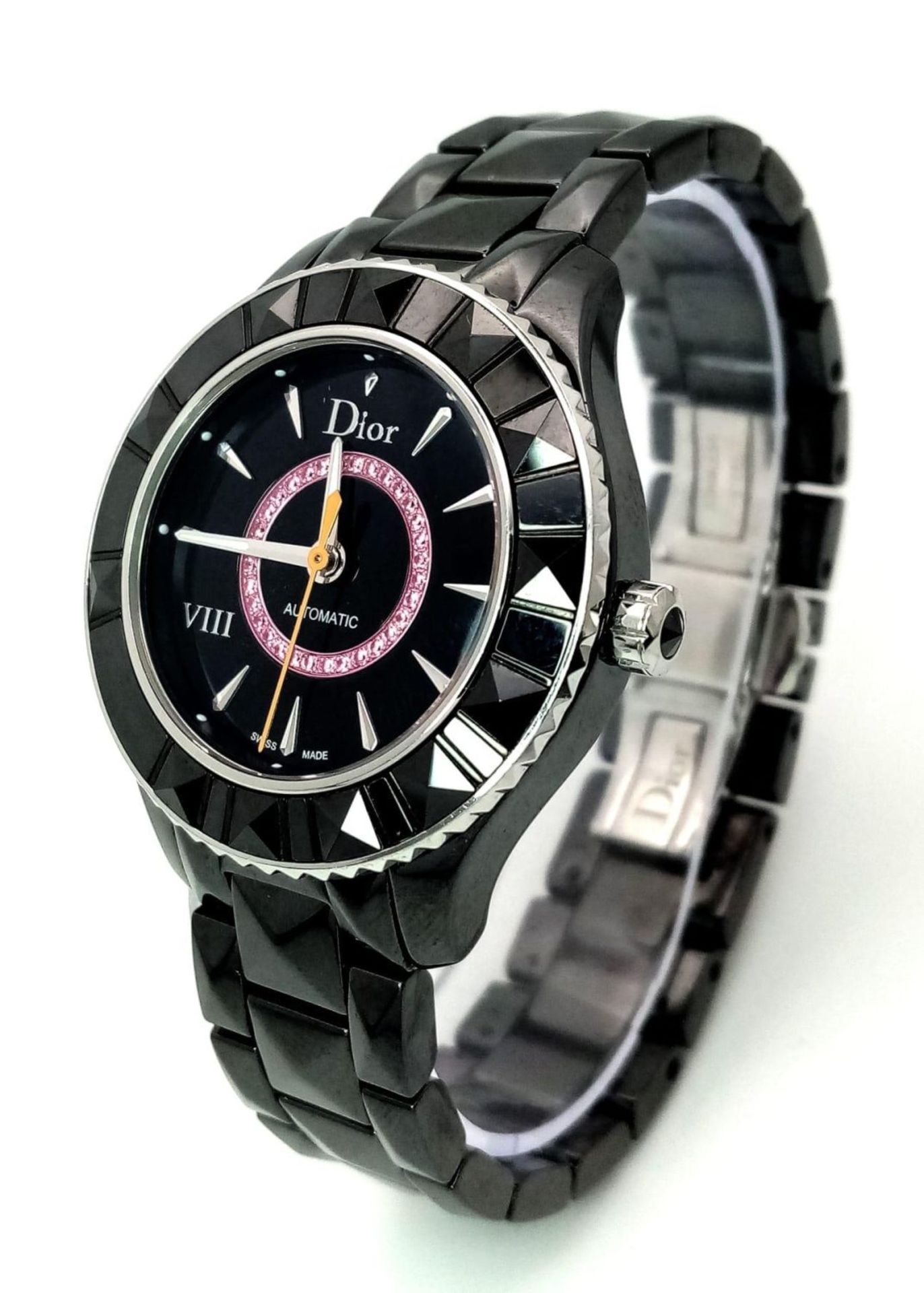 A Christian Dior VIII Automatic Ladies Watch. Black ceramic bracelet and case - 34mm. Black dial - Bild 2 aus 10