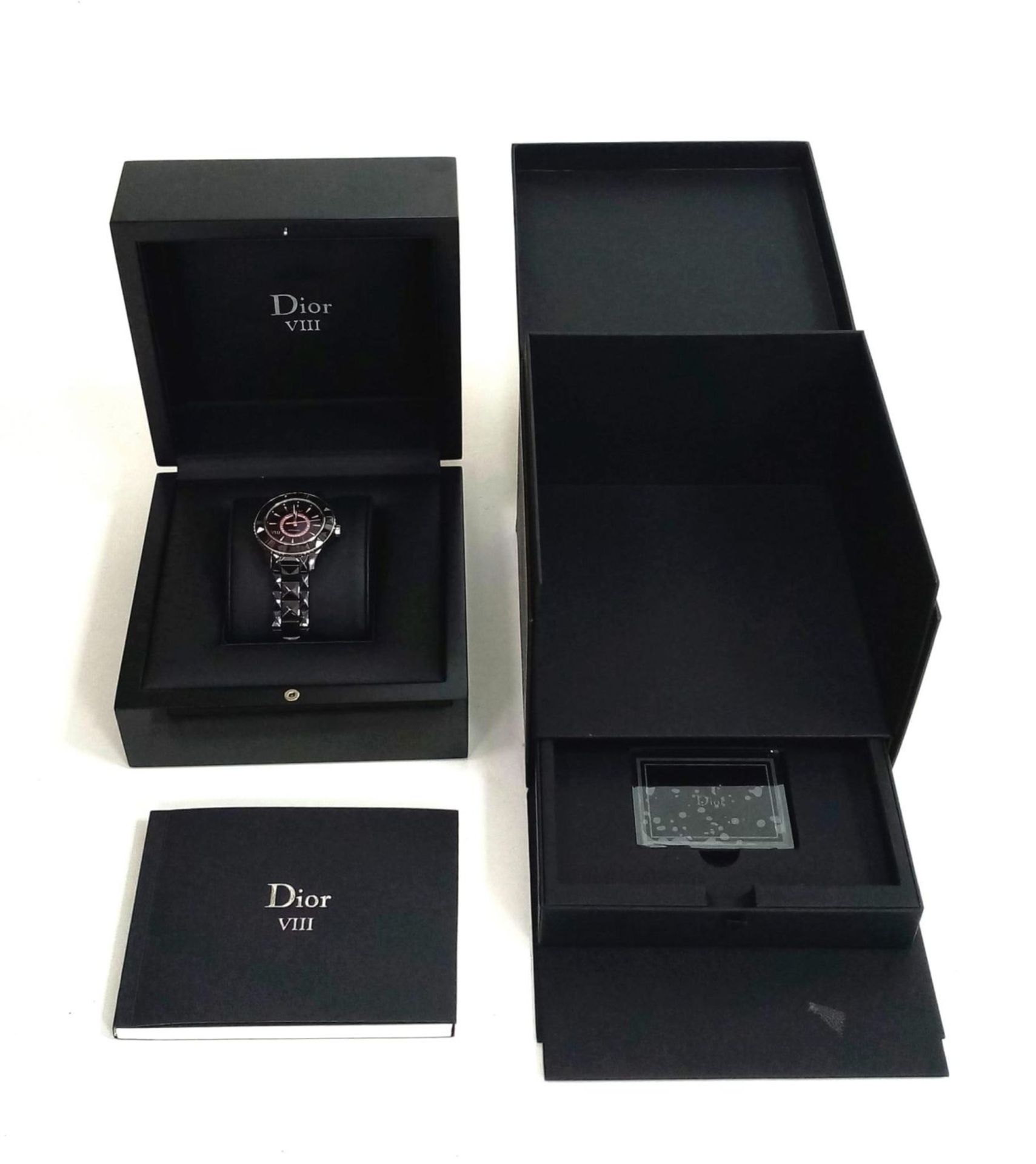 A Christian Dior VIII Automatic Ladies Watch. Black ceramic bracelet and case - 34mm. Black dial - Bild 7 aus 10