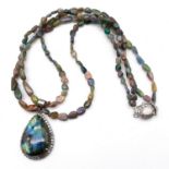 An Irregular Shaped Opal Beaded Necklace with a Rose cut Diamond and Opal Clasp - With a 29ct