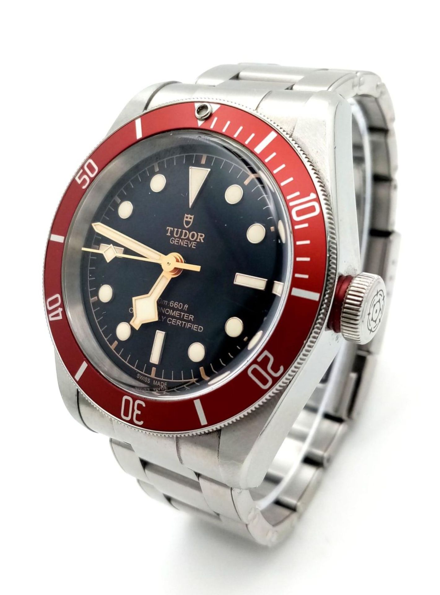A Classic Tudor Black Bay Automatic Gents Watch. Stainless steel bracelet and case - 41mm. Black
