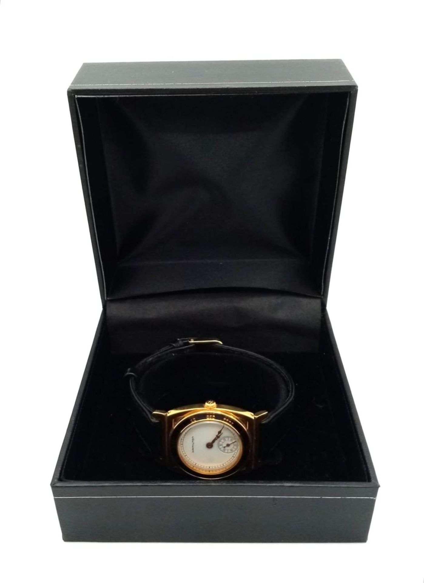 A Menâ€™s 1980â€™s Hamilton Piping Rock, 18 Carat Gold Electroplated, Second Dial Quartz Watch Being - Bild 6 aus 6