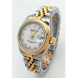 A Rolex Oyster Perpetual Datejust Bi-Metal Ladies Watch. 18k gold and stainless steel bracelet and