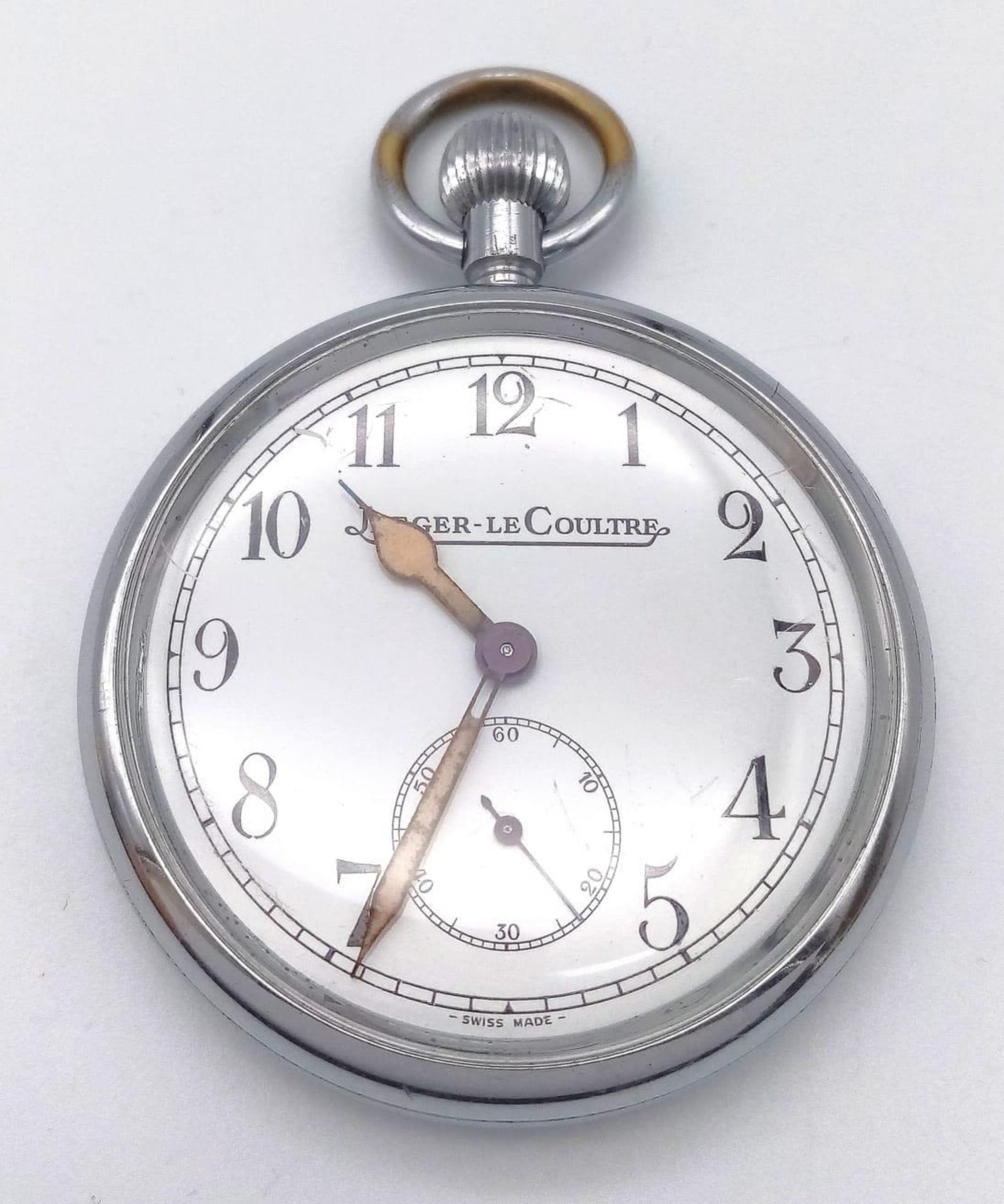 A JAEGER LE COULTRE POCKET WATCH MADE FOR THE U.K. SPACE AGENCY AND MARKED G.S.T.P. ON THE REVERSE