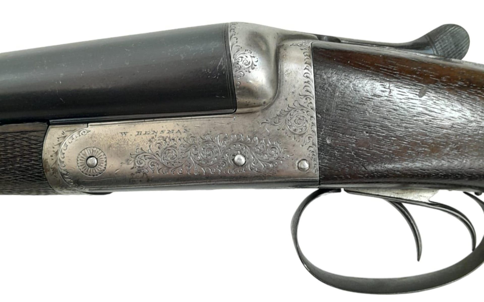 A Vintage Deactivated 12 Gauge Side by Side Sawn-Off Shotgun. This British Rosson Hensman made gun - Image 8 of 11