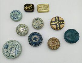 10 x Empty WW1 Italian Anti Frost Bite (Vaseline) Tins. Also used during the Austro-Hungarian War.