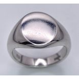 A BRAND NEW SOLID 9K WHITE GOLD SIGNET RING . 8gms size M