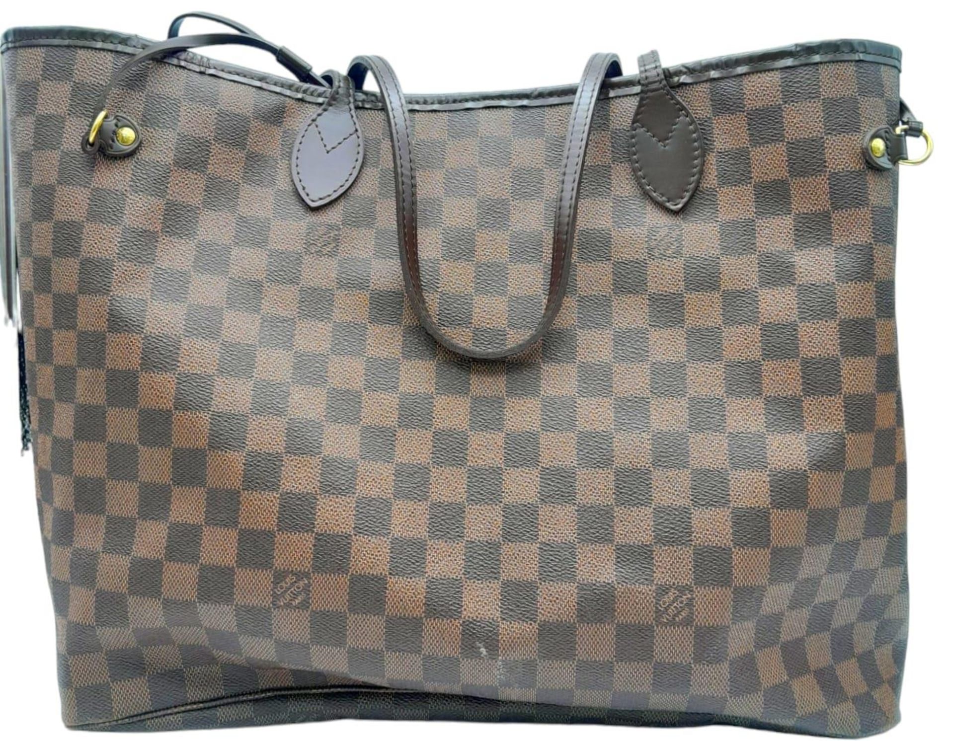 A Louis Vuitton Damier Ebene 'Neverfull GM' Bag. Leather exterior with gold-toned hardware, two thin - Bild 2 aus 8