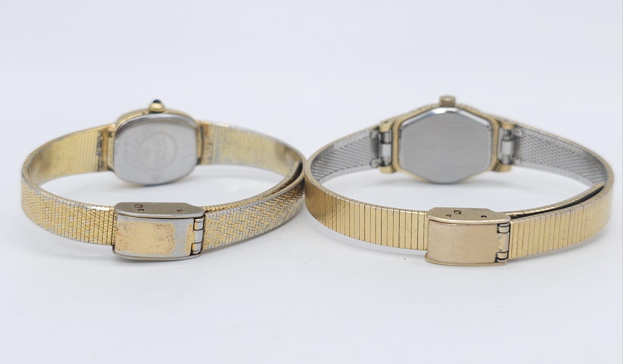 A Parcel of Two Vintage Ladies Gold Tone Quartz Watches Comprising; 1) A Rotary Model 10735. 18mm - Image 3 of 6