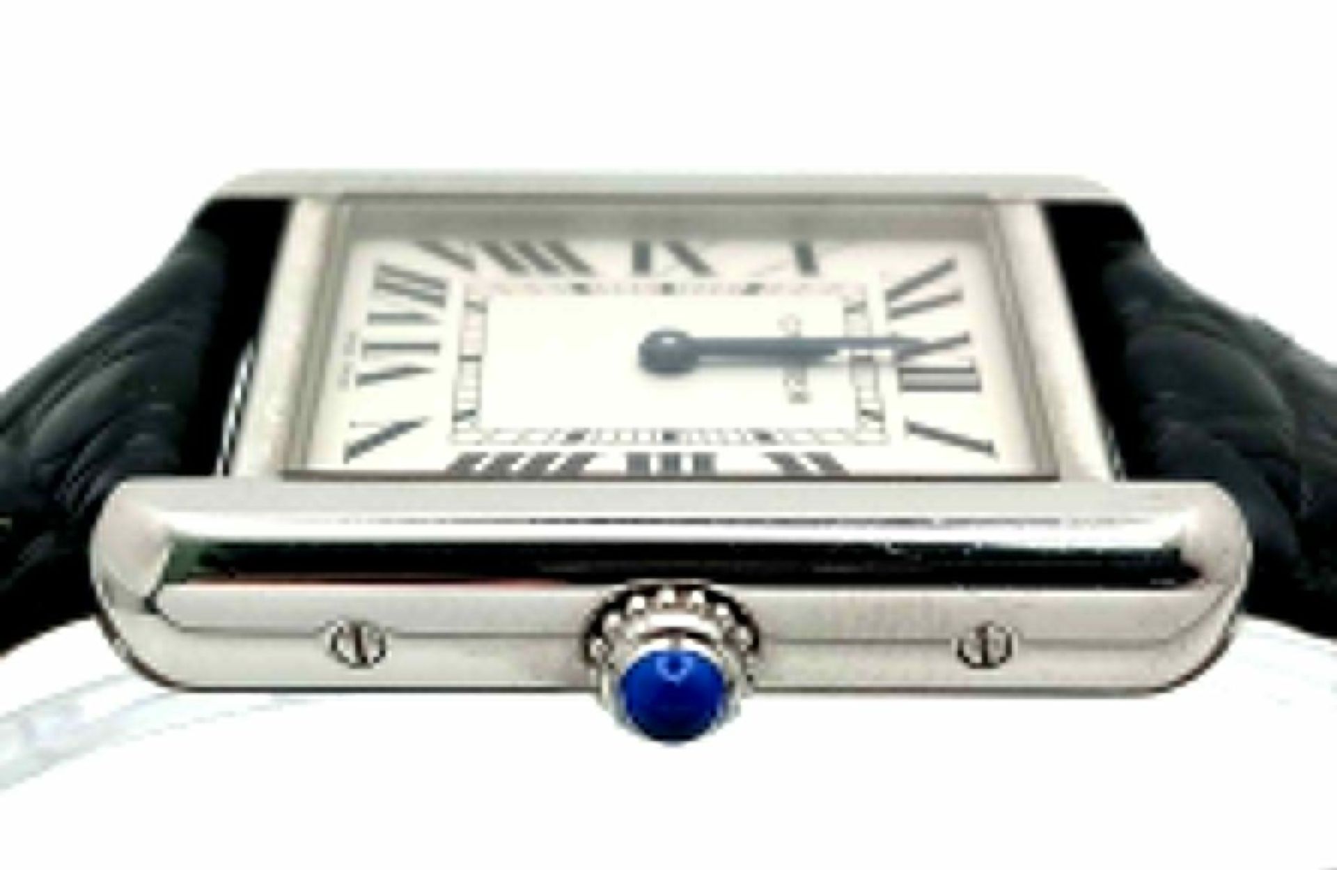 A Very Collectible Cartier 3170 Quartz Ladies Watch. Black leather strap with Cartier clasp. - Image 4 of 10