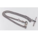 A vintage sterling silver Albert pocket watch chain with individually silver hallmark on each