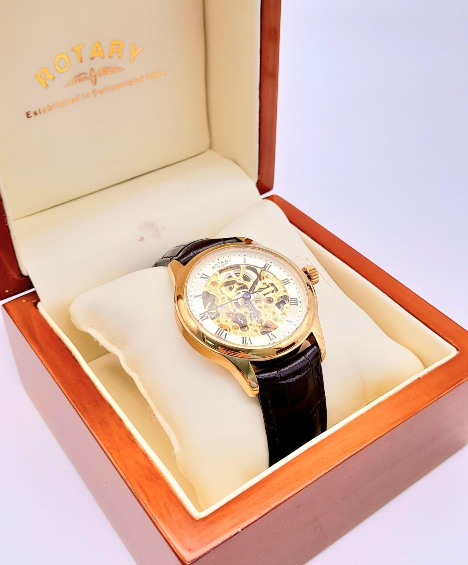 An Excellent Condition Men’s Rotary Automatic Watch Model GS02519/09- Skeleton Front and Back. - Image 6 of 12