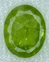 A sealed 5.11ct Burma Untreated Natural Peridot, in the Oval Faceted cut. Comes with the AIG