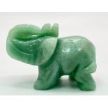 A Hand-Carved Green Jade Elephant Figure. 5.5 x 4cm
