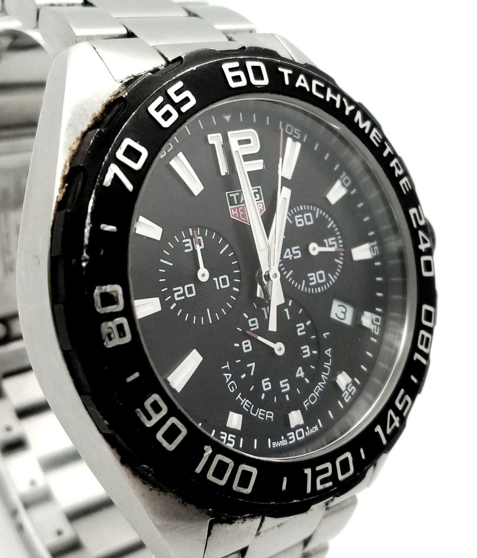 A Tag Heuer Formula Chronograph Gents Watch. Stainless steel bracelet and case - 43mm. Black dial - Image 3 of 7