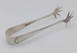 An antique sterling silver Eagle claw sugar tongs. Full hallmarks Birmingham, 1937. Total weight