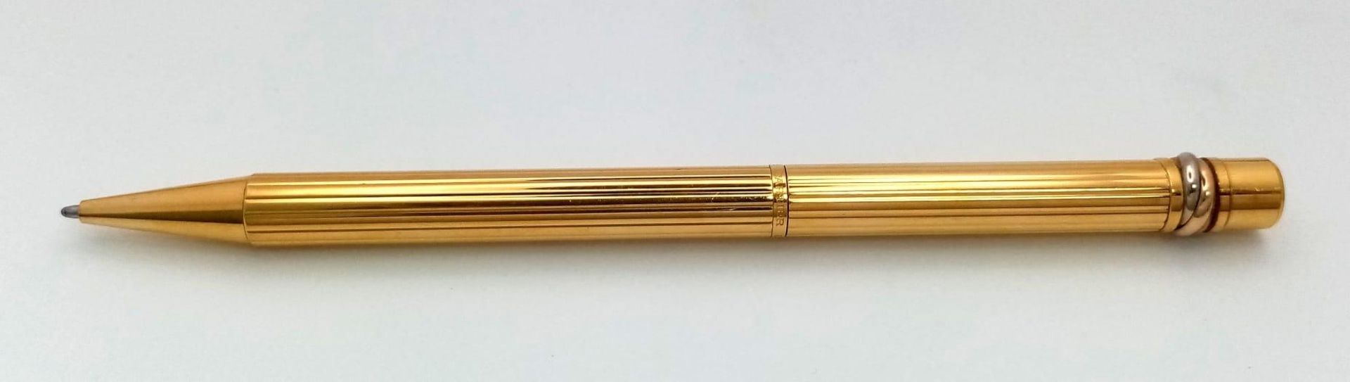 A Cartier Santos Gold Plated Ballpoint Pen. In good condition and working order. Ref: 14893 - Image 3 of 6