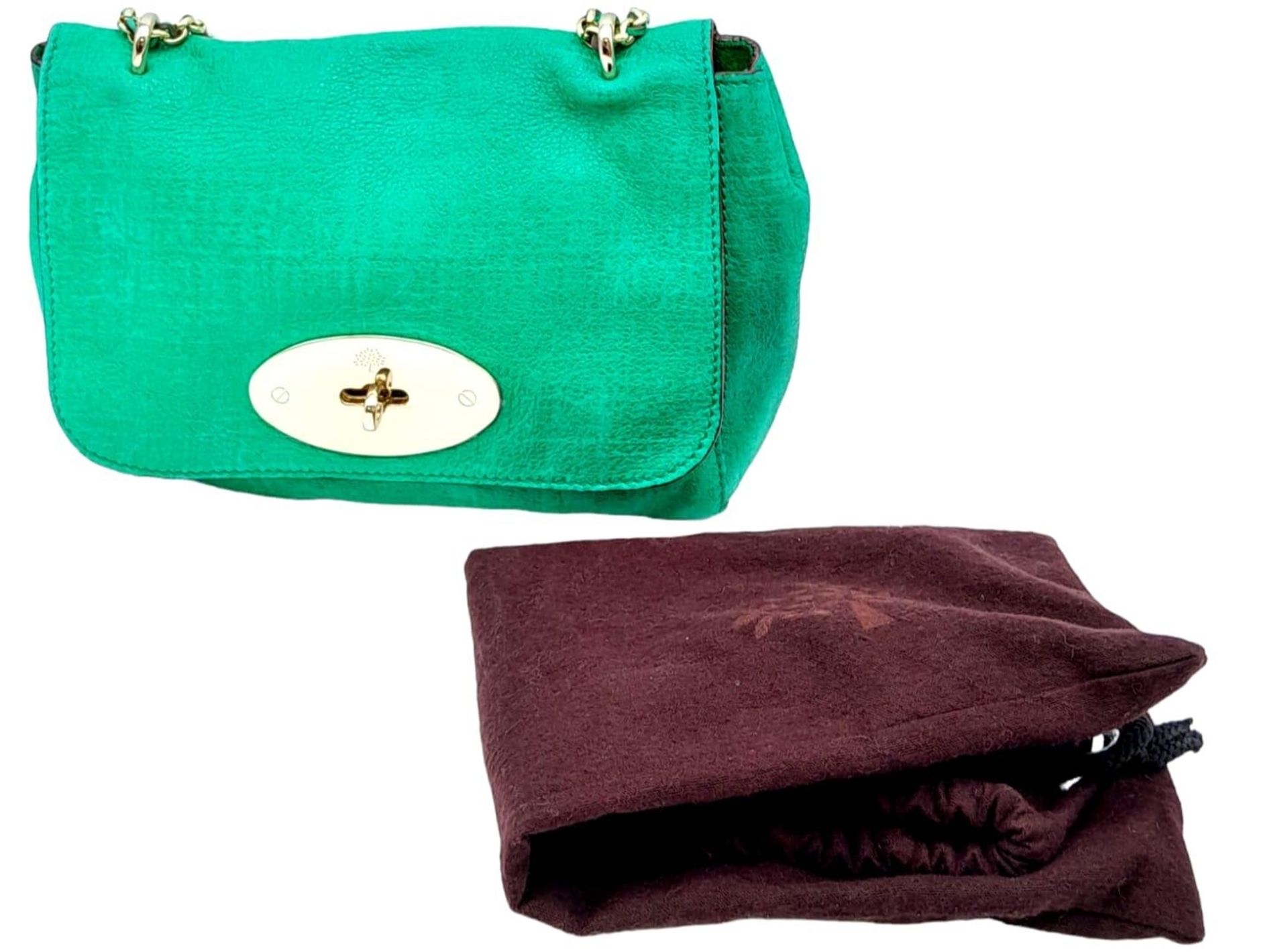 A green Mulberry Lily mini bag with gold tone hardware and matching strap. Size approx. 20x18x8cm. - Image 2 of 9