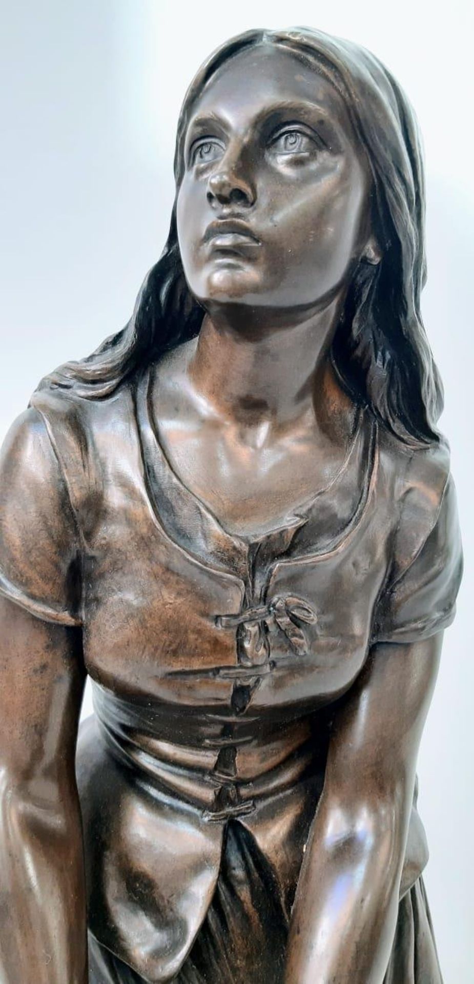 Magnificent Bronze Statue titled, Joan of Arc shepherdess listening to the voices by Eugène - Image 6 of 7