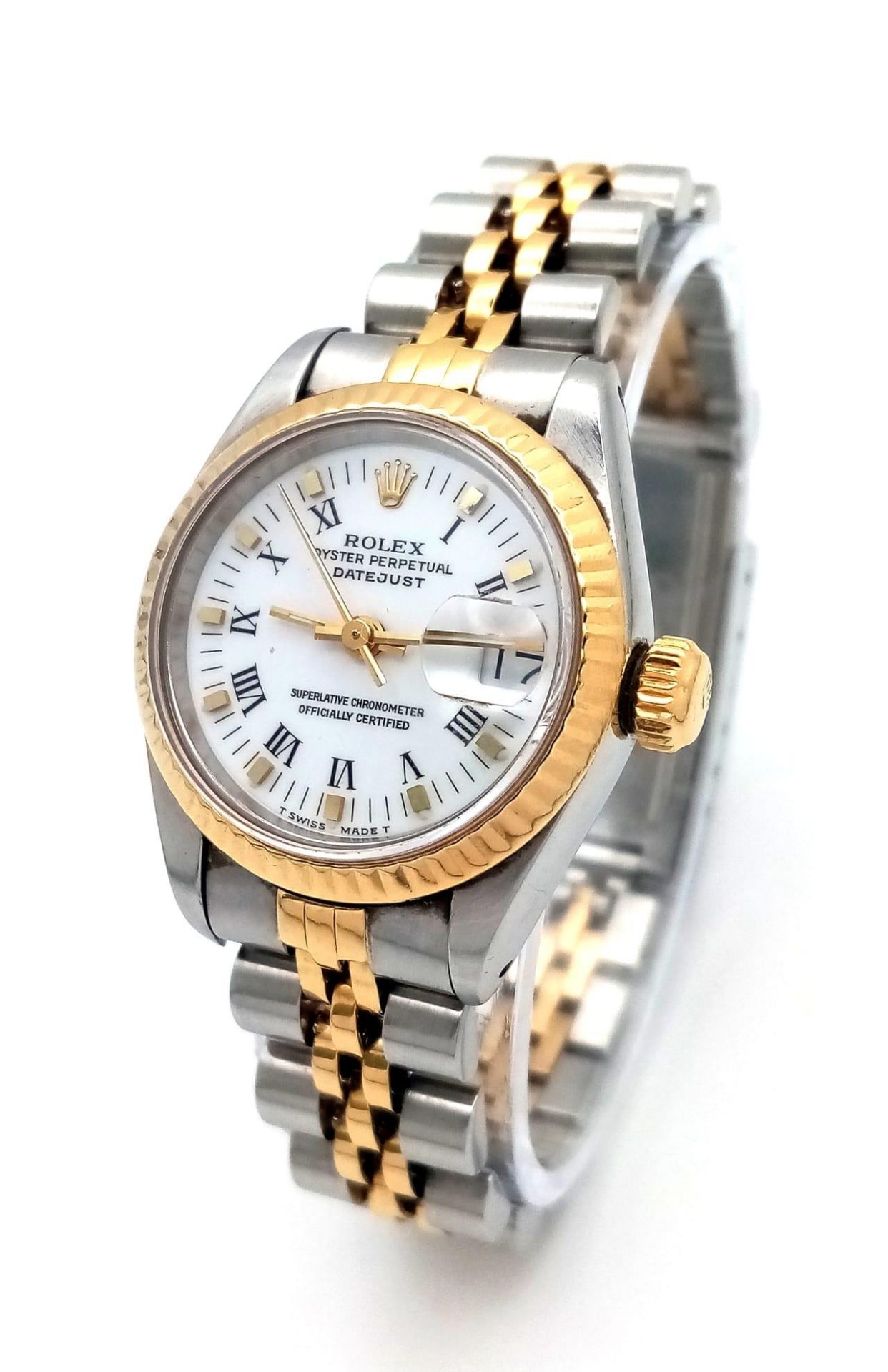 A Rolex Oyster Perpetual Datejust Bi-Metal Ladies Watch. Gold and stainless steel bracelet and