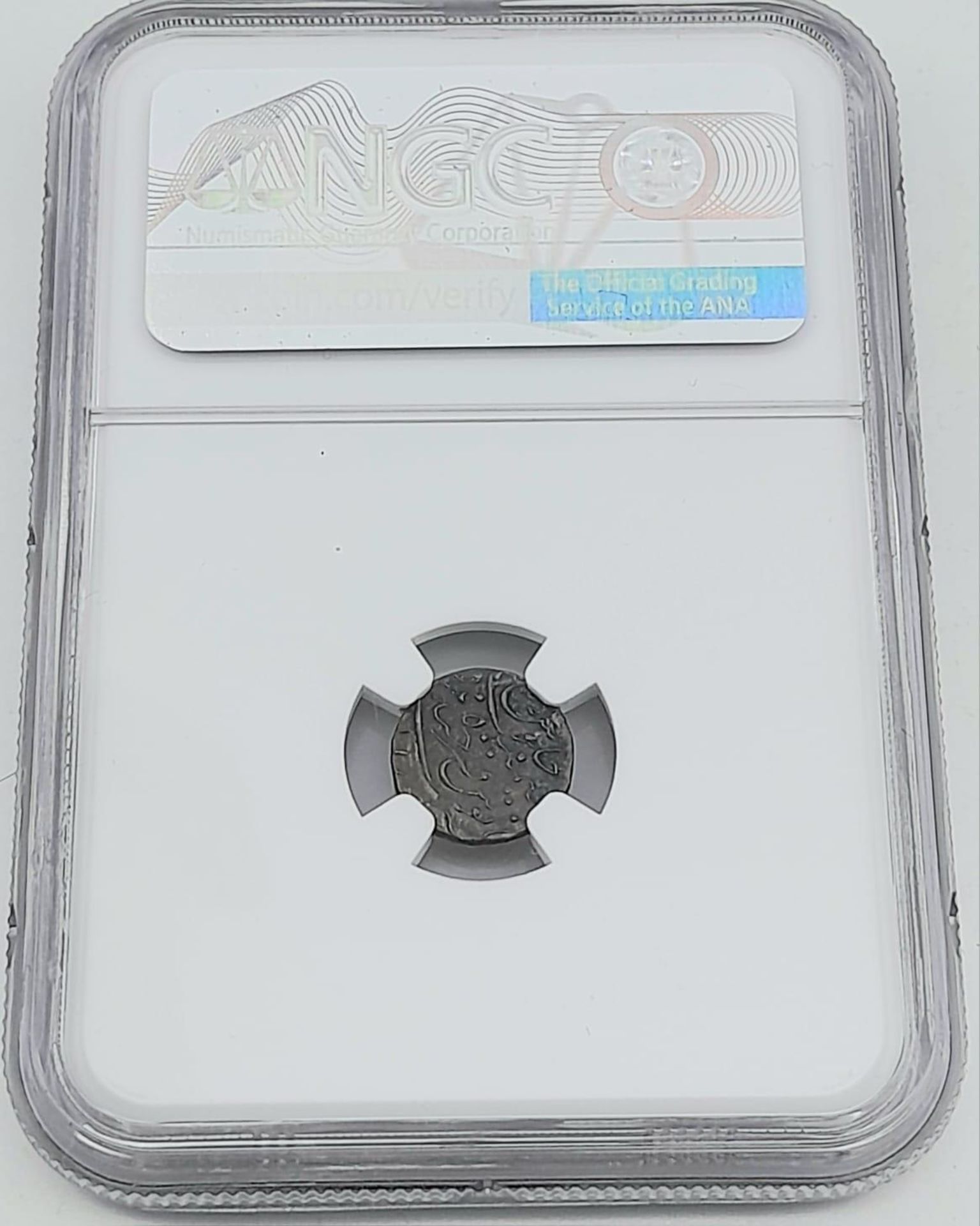 An NGC 1889 Indian 1/8 Rupee Silver Coin - Hyderabad Mint. Comes in a protective hard plastic wallet - Image 8 of 8