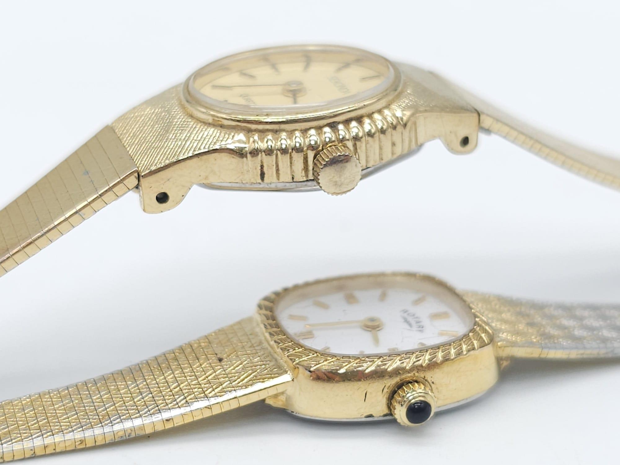 A Parcel of Two Vintage Ladies Gold Tone Quartz Watches Comprising; 1) A Rotary Model 10735. 18mm - Image 6 of 6