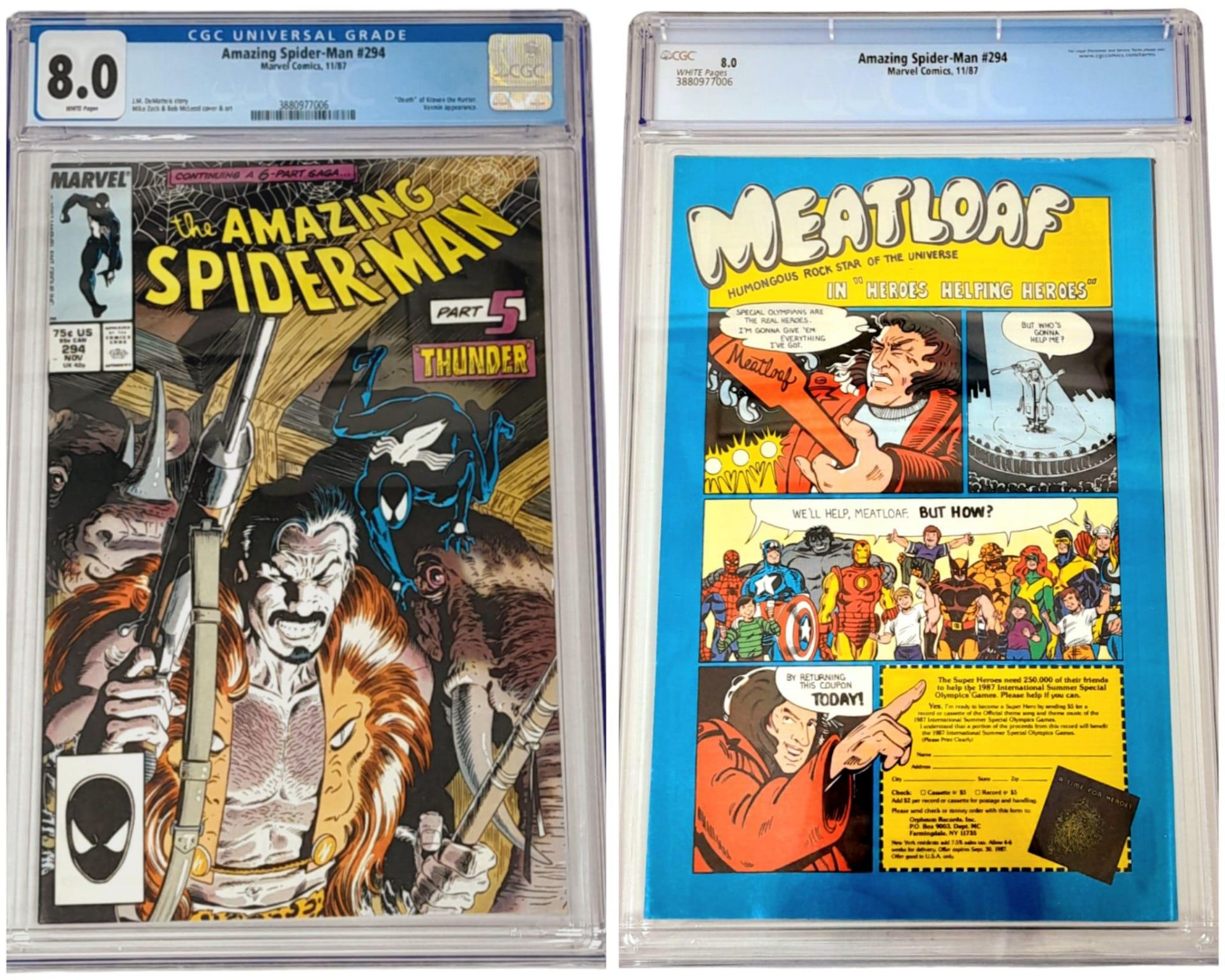 Five Very Collectible CGC Graded Comics: Spiderman #288 - 9.4 rating, Spiderman #382 - 9.4 rating, - Bild 3 aus 7