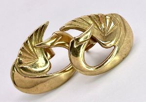 A 9K YELLOW GOLD SWAN STUD EARRINGS 3.1G ref: SC 1122