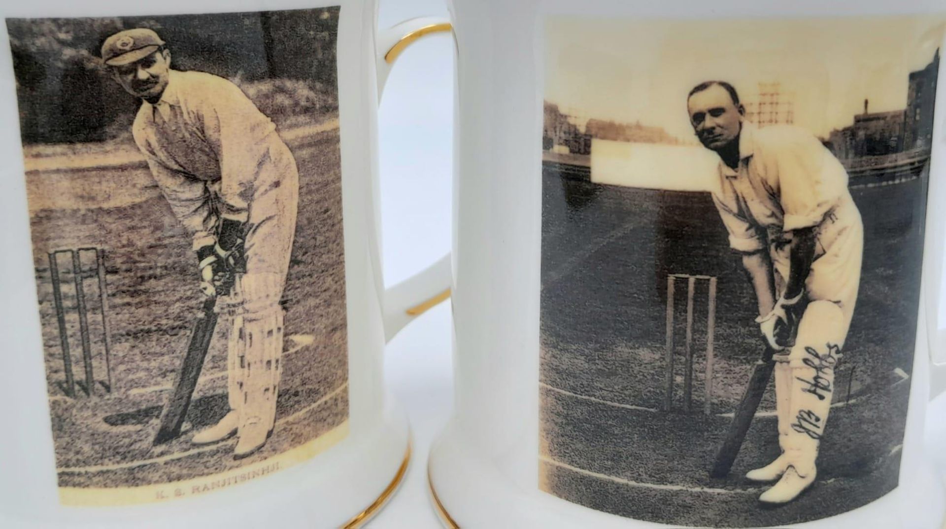 Two Limited Edition Bone China Cricket Mugs Depicting Jack Hobbs and Prince Ranjitsinghi - From - Image 2 of 6