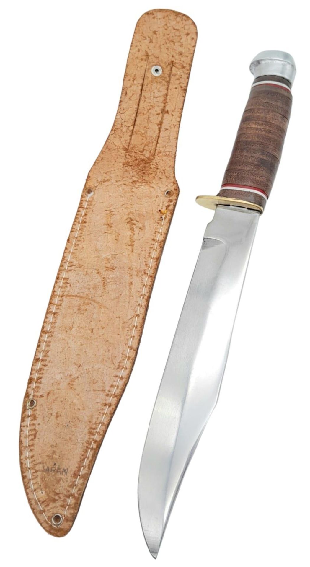 An Original Bowie Knife with high quality Japanese steel blade, leather handle and leather sheath. - Image 2 of 7