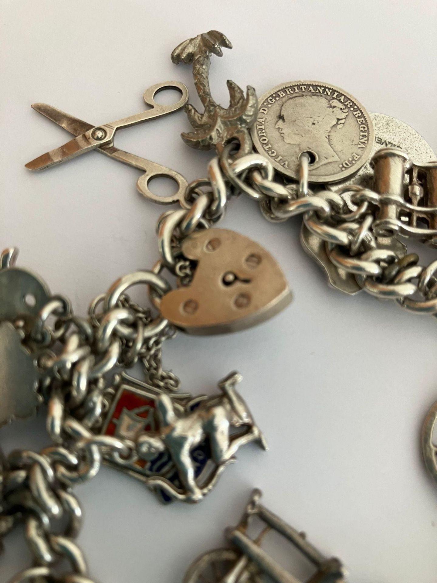 Vintage SILVER CHARM BRACELET Absolutely packed with charms ,having many unusual pieces, To - Image 6 of 8