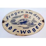 3rd Reich Enamel Advertising Sign “Ask About The KDF-Wagen”