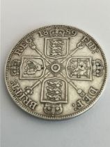 1889 SILVER DOUBLE FLORIN. Queen Victoria Jubilee Head. Bold and clear detail with raised