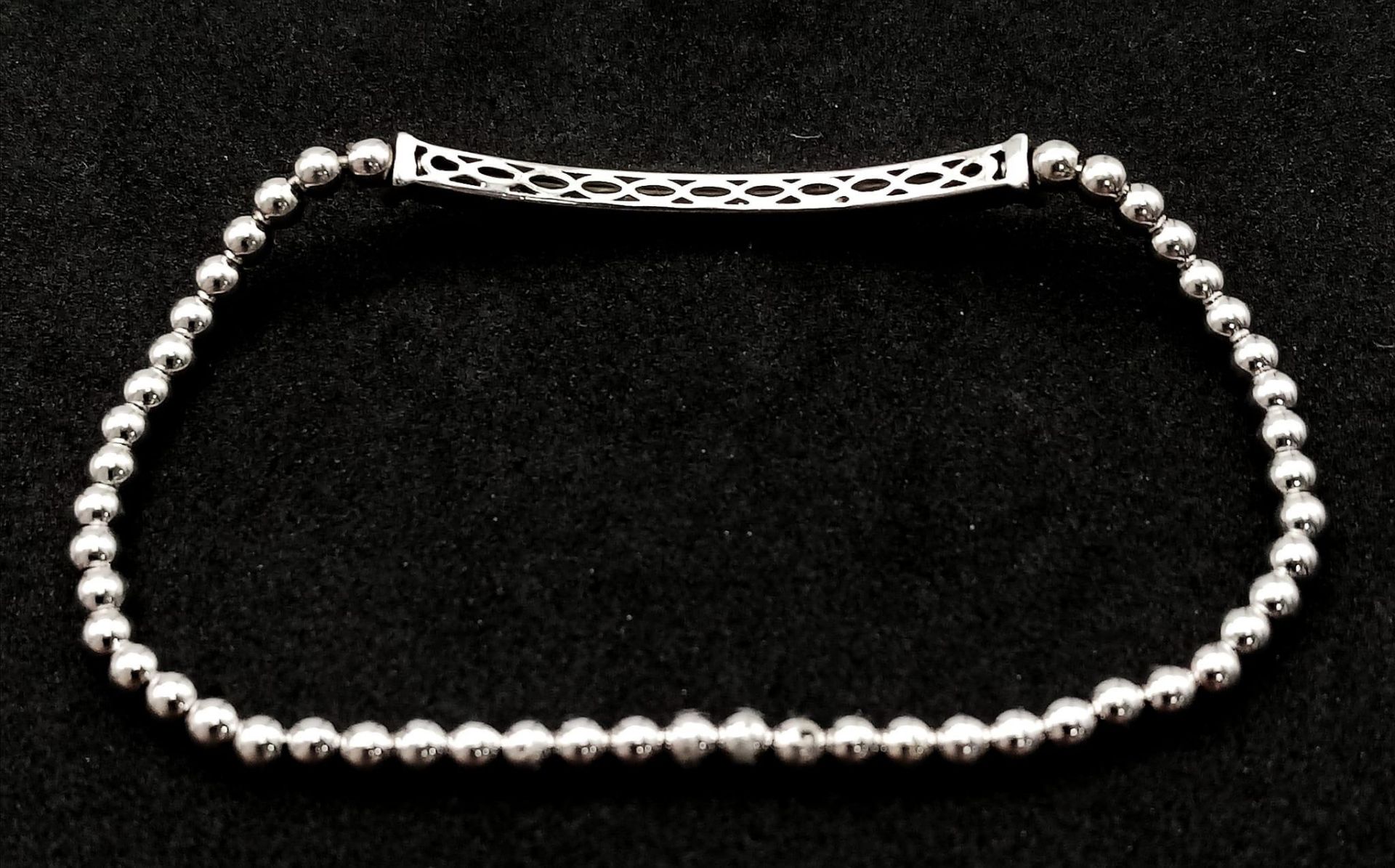 A 18K WHITE GOLD 2 ROW DIAMOND SET EXPANDABLE BRACELET 7.8G 0.60CT approx 19cm ref: 8091 - Image 4 of 4