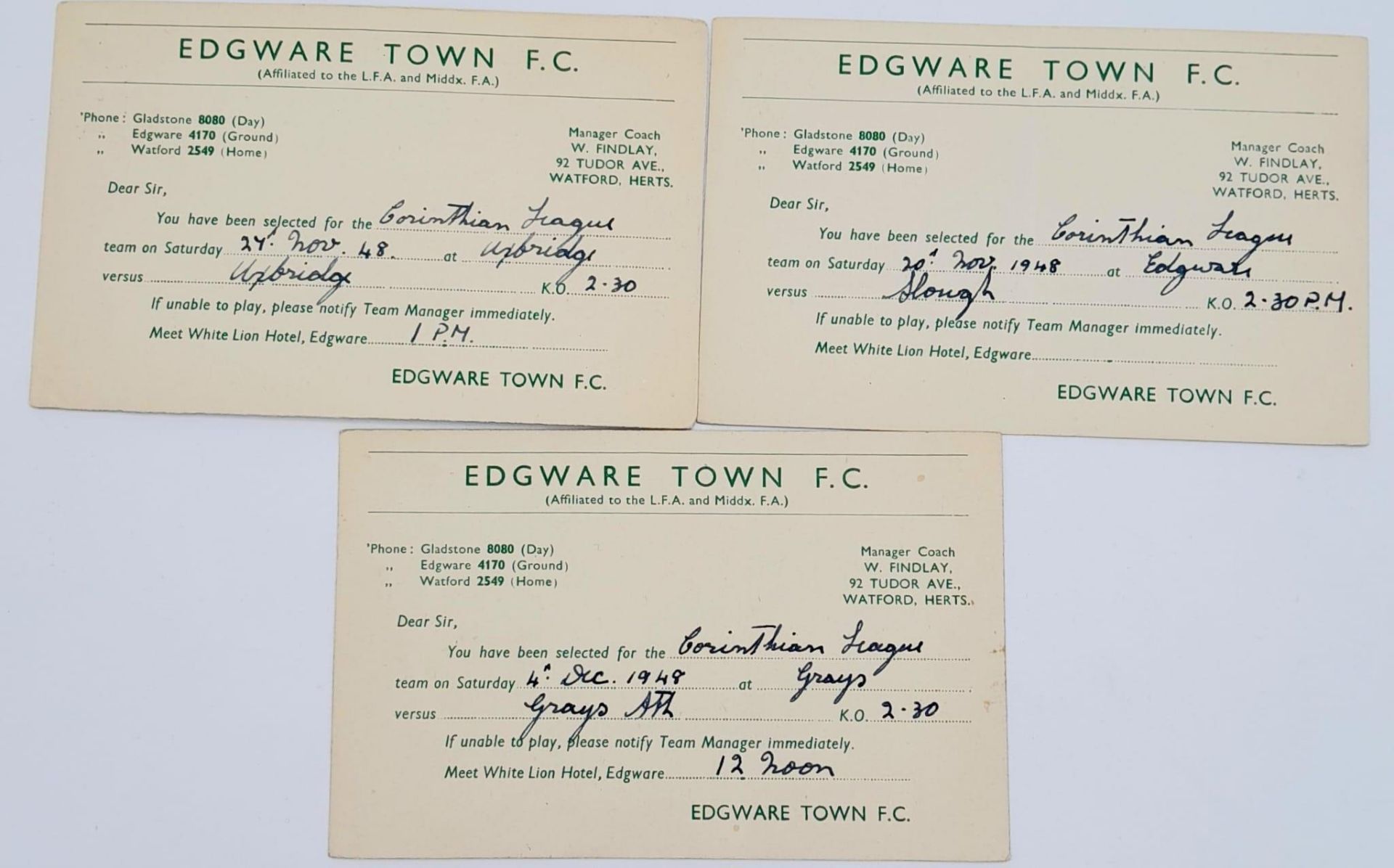 An Eclectic Piece of Football Memorabilia - Two letters from London Films football club believe to - Image 3 of 5