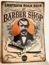 Vintage metal BARBER SHOP SIGN for ‘Contesta’Italian Barbers. Extremely Large size at 50 x 70 cm. (