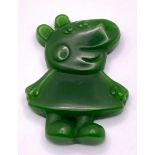 A Cute Peppa Pig Green Jade Pendant. 5cm.