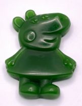 A Cute Peppa Pig Green Jade Pendant. 5cm.