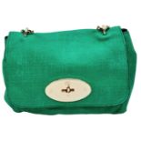 A green Mulberry Lily mini bag with gold tone hardware and matching strap. Size approx. 20x18x8cm.