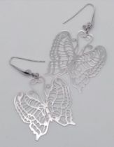 A pair of sterling silver butterfly earrings, drop: 6 cm, total weight: 5.6 g.