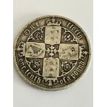 Victorian SILVER GOTHIC FLORIN 1876. Fair/fine condition.