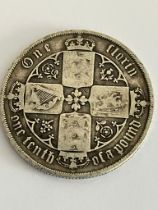 Victorian SILVER GOTHIC FLORIN 1876. Fair/fine condition.