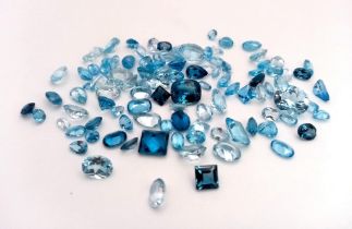 A 101ct Blue Topaz Gemstone Lot Mixed Shapes Eye Clean