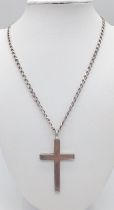 A Vintage 1978 Hallmarked Heavy Silver Cross and Chain Necklace. 70cm Length Chain. Cross Measures