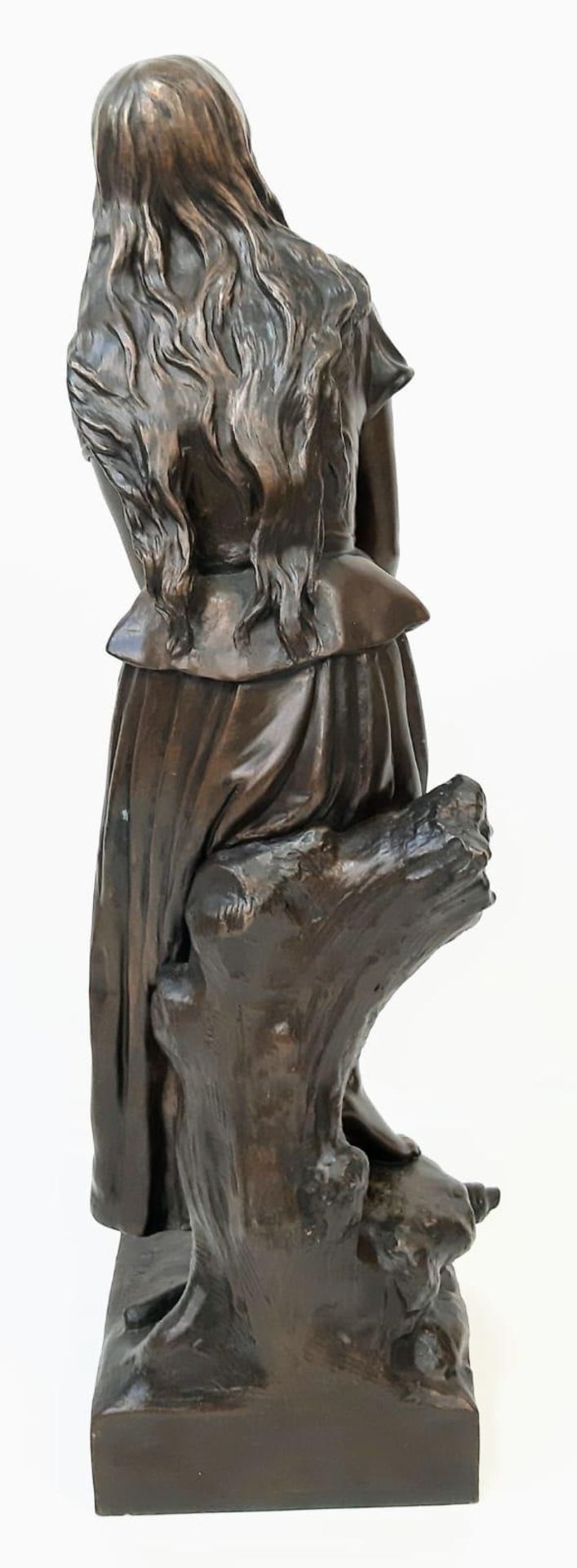 Magnificent Bronze Statue titled, Joan of Arc shepherdess listening to the voices by Eugène - Image 3 of 7