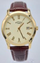 A Men’s Gold Tone, Unworn, Rotary Date Watch Model GS10794/32. 38mm Including Crown. Replacement