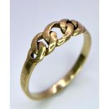 A Vintage 9K Yellow Gold Love-Knot Ring. Size L. 1.3g weight.