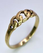 A Vintage 9K Yellow Gold Love-Knot Ring. Size L. 1.3g weight.