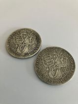 2 x Victorian SILVER HALF CROWNS. Consecutive years 1900 & 1901. Condition 1900 - very fine,
